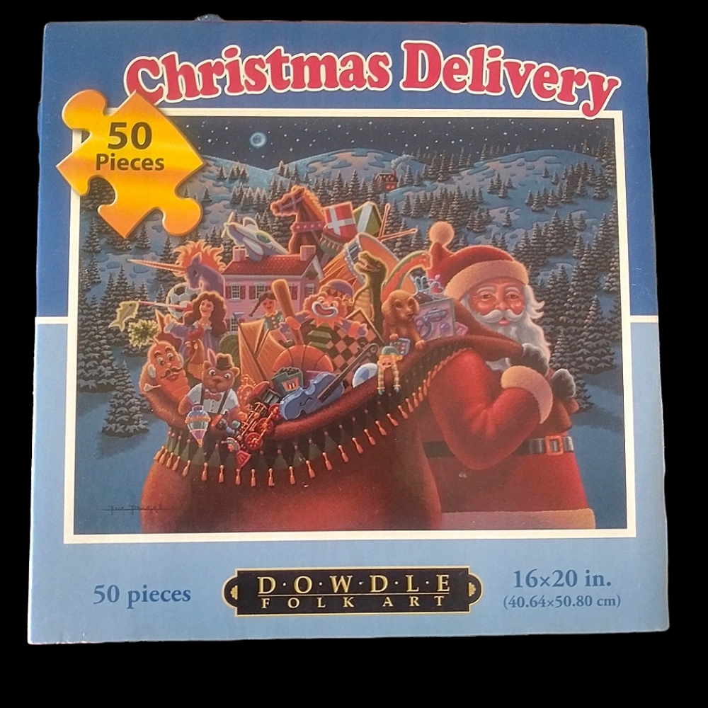 Christmas Delivery DOWDLE FOLK ART 50 Pcs  Puzzle 16x20 Santa Toys
